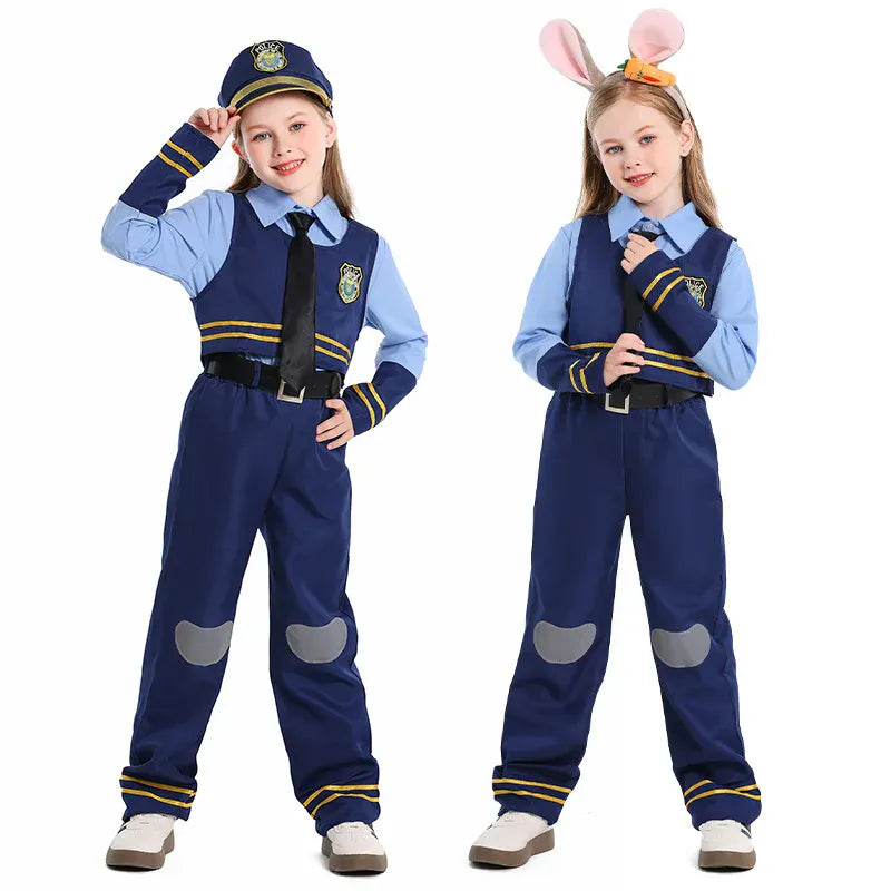 Kids Police Costume Set – Boys & Girls Halloween Cosplay Outfit | Sizes XS (2–4Y) to XL (10–12Y)