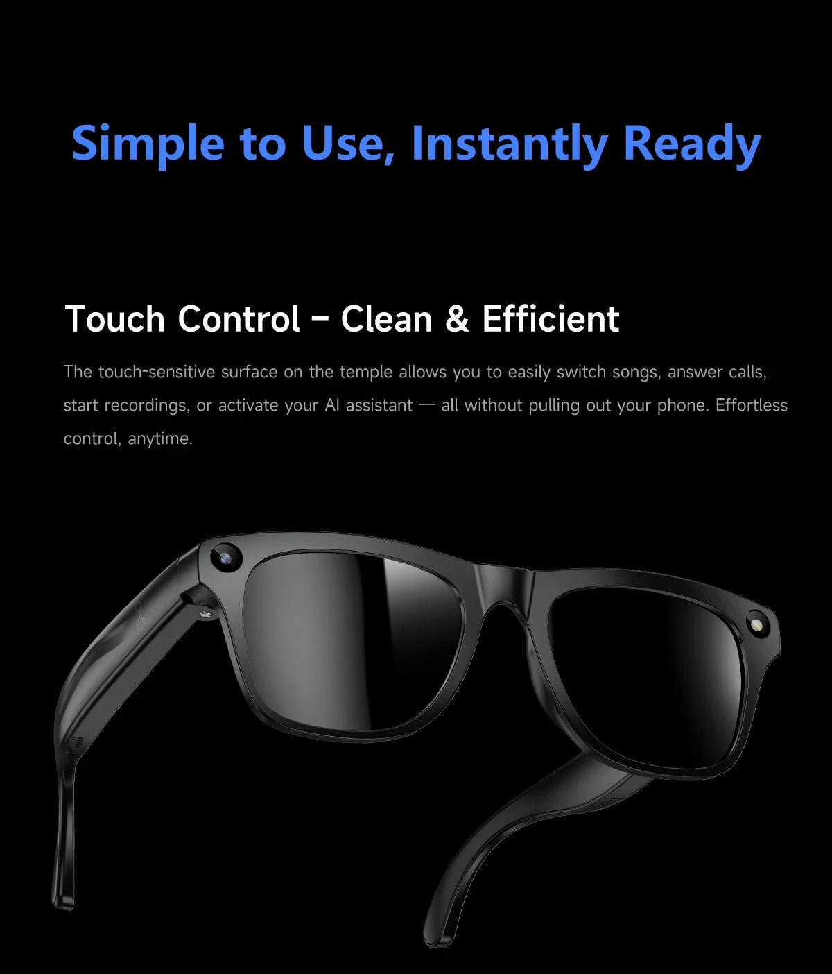 Smart Glasses with Camera – 100W HD Recording, High-Fidelity Audio & Wearable Tech