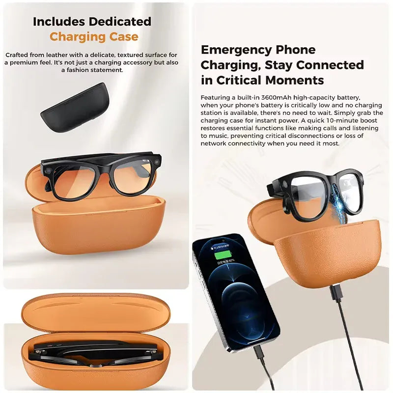 Smart AI Glasses – 8K Camera, Real-Time Translator & Photo/Video Recording Wearable