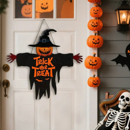 Halloween Trick or Treat Wooden Sign – Spooky Monster Door & Wall Decor