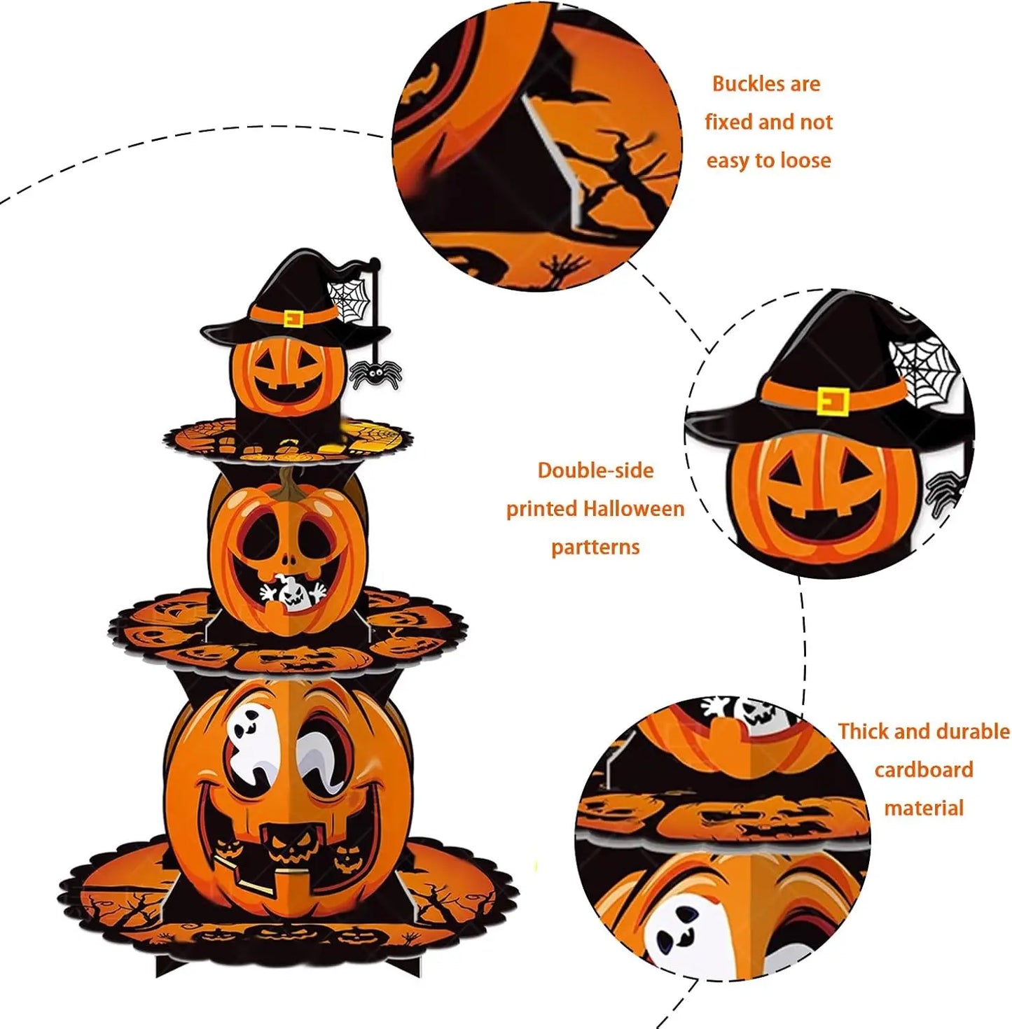 3-Tier Halloween Cupcake Stand – Spooky Themed Party Dessert Tower