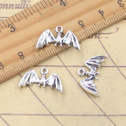 20pcs Charms Halloween Bat 11x19mm Antique Silver Color Pendants Making DIY Handmade Tibetan Finding Jewelry