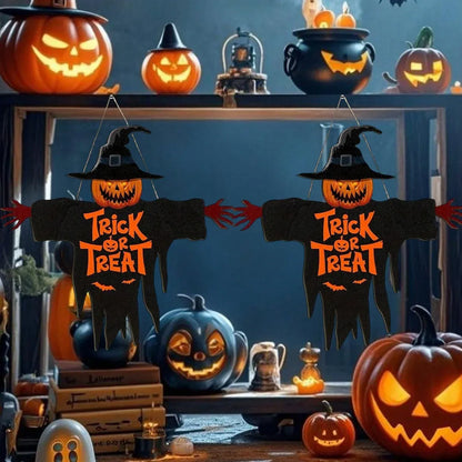 Halloween Trick or Treat Wooden Sign – Spooky Monster Door & Wall Decor