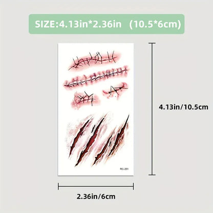 Halloween Scar Temporary Tattoos – Realistic Wound & Scar Costume Stickers