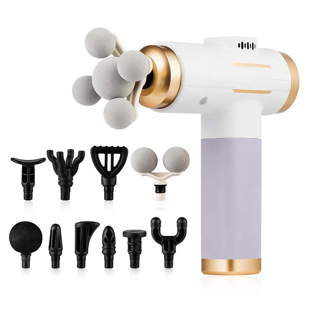 11-in-1 Electric Massage Gun – 99-Level Deep Tissue Percussion Massager with Fast Charging