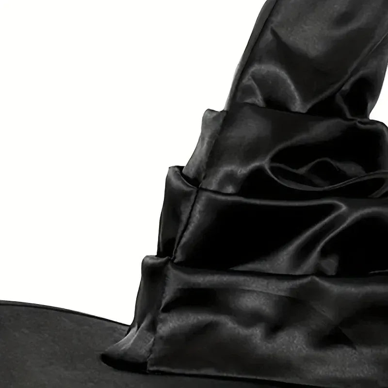 Halloween Witch Hat - Foldable Wizard Cosplay Headgear, Black Devil Cap for Adults Women Men, Party Costume & Decor