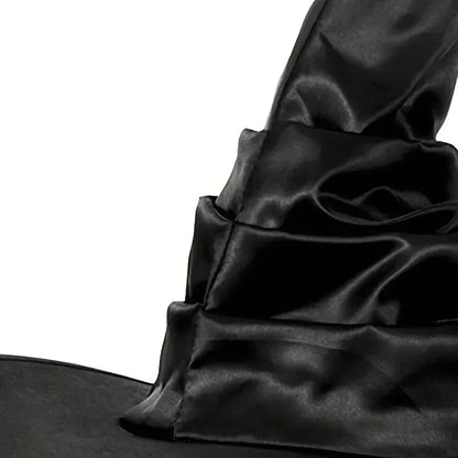 Halloween Witch Hat - Foldable Wizard Cosplay Headgear, Black Devil Cap for Adults Women Men, Party Costume & Decor