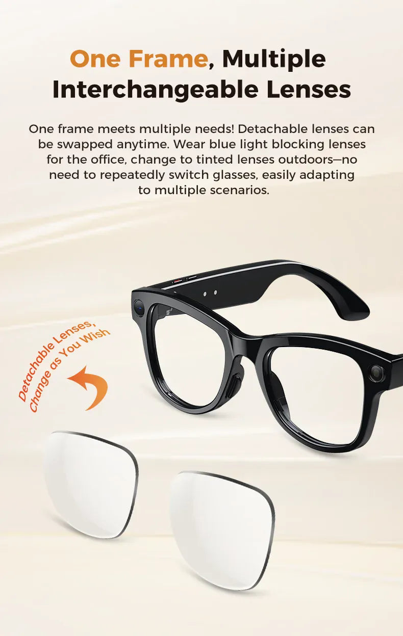 Smart AI Glasses – 8K Camera, Real-Time Translator & Photo/Video Recording Wearable