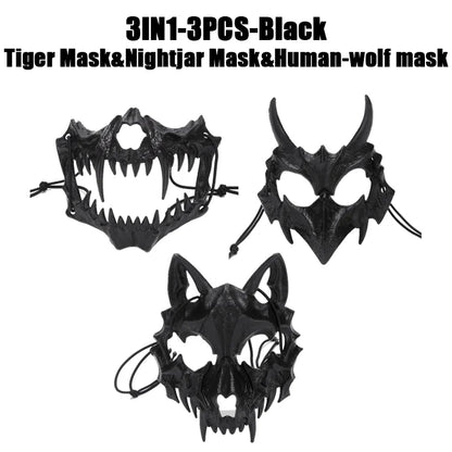 Halloween Skull Party Mask Anime Dragon God Skeleton Half Face Masks Bone Skull Animals Mask Cosplay Dance Prom Costume Props