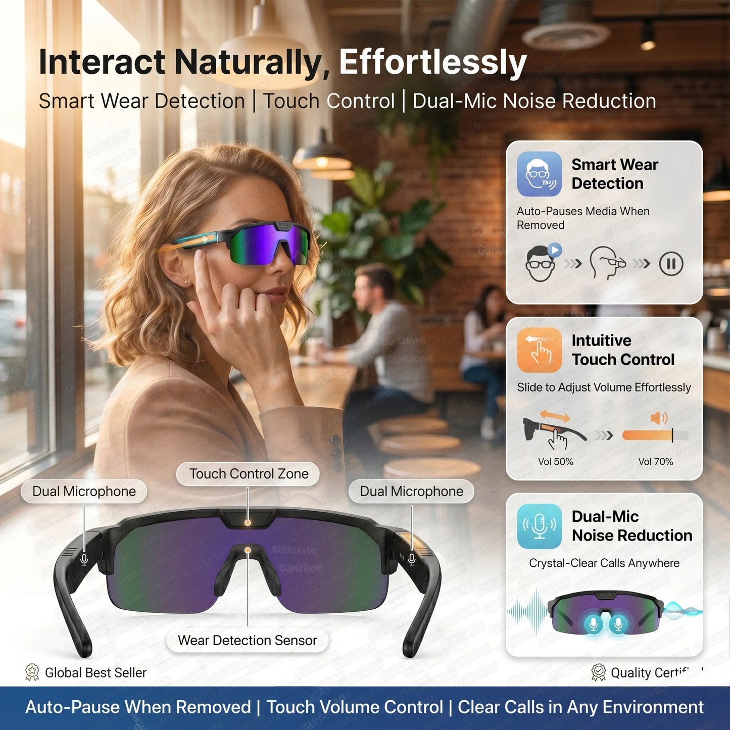 Smart Glasses with 4K HD Camera – Anti-Shake Recording, 3D Stereo Audio & Wearable Tech