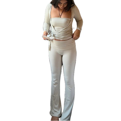Women's 2-Piece Yoga Set – Slim Fit Crop Top & Leggings Sporty Matching Workout Outfit