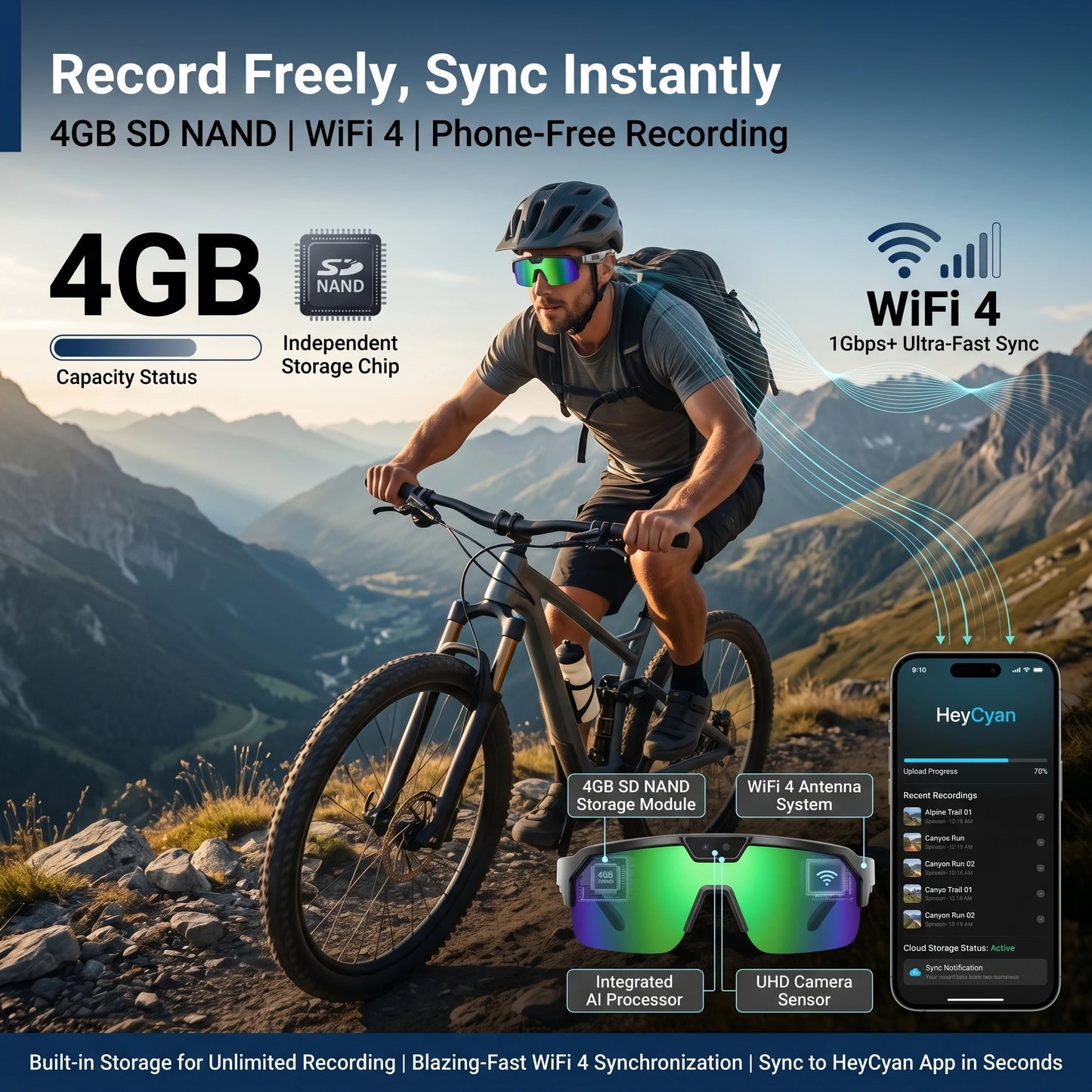 Smart Glasses with 4K HD Camera – Anti-Shake Recording, 3D Stereo Audio & Wearable Tech