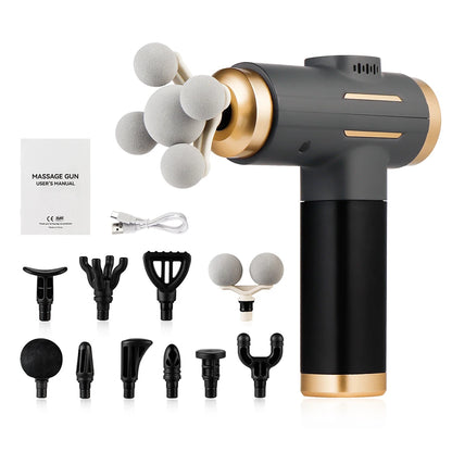 11-in-1 Electric Massage Gun – 99-Level Deep Tissue Percussion Massager with Fast Charging