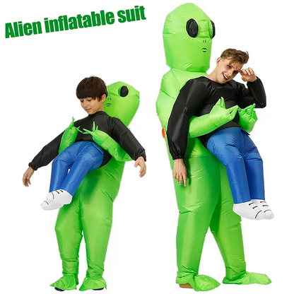 Inflatable Alien Halloween Costume – Scary Green Monster Suit for Kids & Adults | Small (120–150 cm) & Large (150–190 cm)