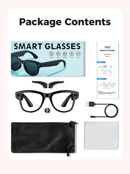 Smart AI Glasses – 8K Camera, Real-Time Translator & Photo/Video Recording Wearable