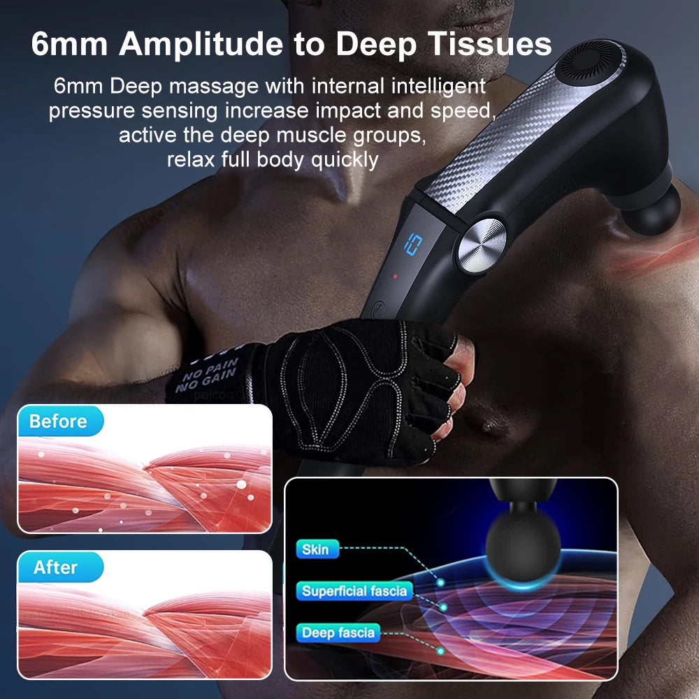 Fascia Massage Gun Shoulder Massage Machine Electric Muscle Massager Gun High Frequency Back Waist Neck Body Massage with Handle