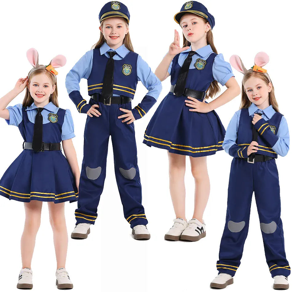 Kids Police Costume Set – Boys & Girls Halloween Cosplay Outfit | Sizes XS (2–4Y) to XL (10–12Y)