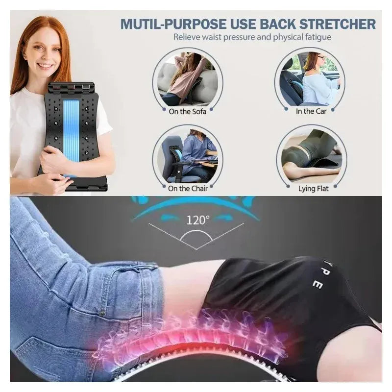 Back Stretcher Board – Adjustable Lumbar Support with Magnetic Massage Points for Home Use