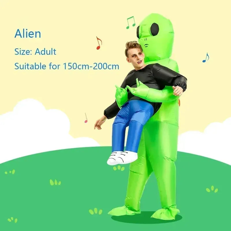 Inflatable Alien Halloween Costume – Scary Green Monster Suit for Kids & Adults | Small (120–150 cm) & Large (150–190 cm)