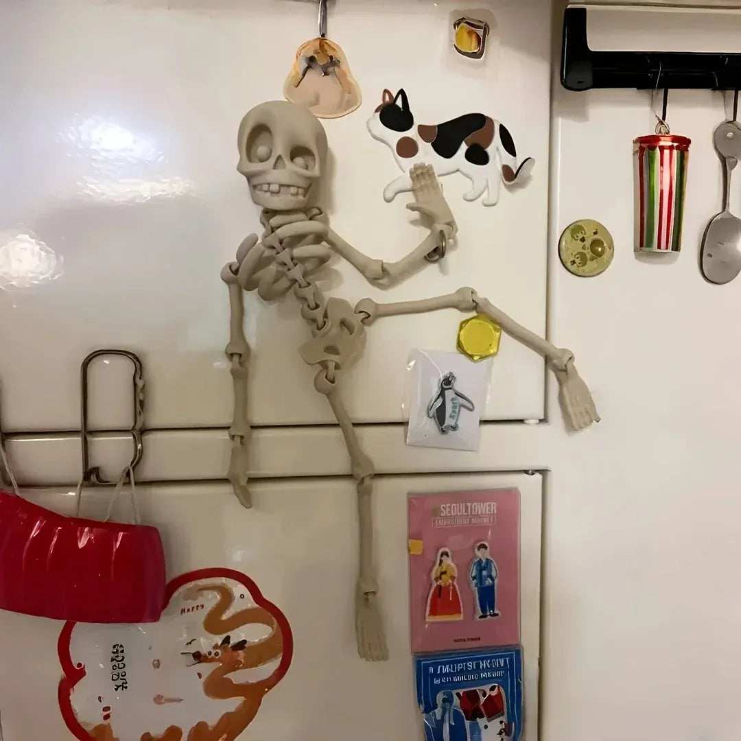 Poseable Skull Fridge Magnet – Funny Magnetic Skeleton Decoration