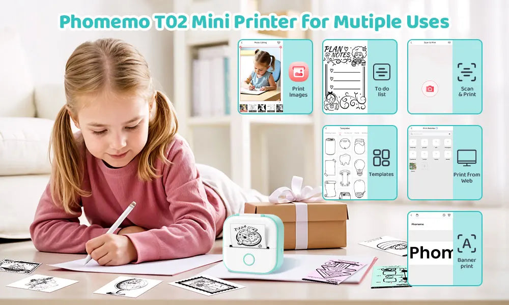 Phomemo T02 Mini Thermal Sticker Printer – Wireless, Inkless & Portable | iOS & Android