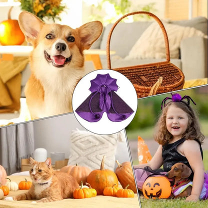 Cat Halloween Costume Comfortable Cat Wizard Outfit Witch Dog Costume Cat Cloak Witch Hat Halloween Dog Cloth For S/M Cats Dogs