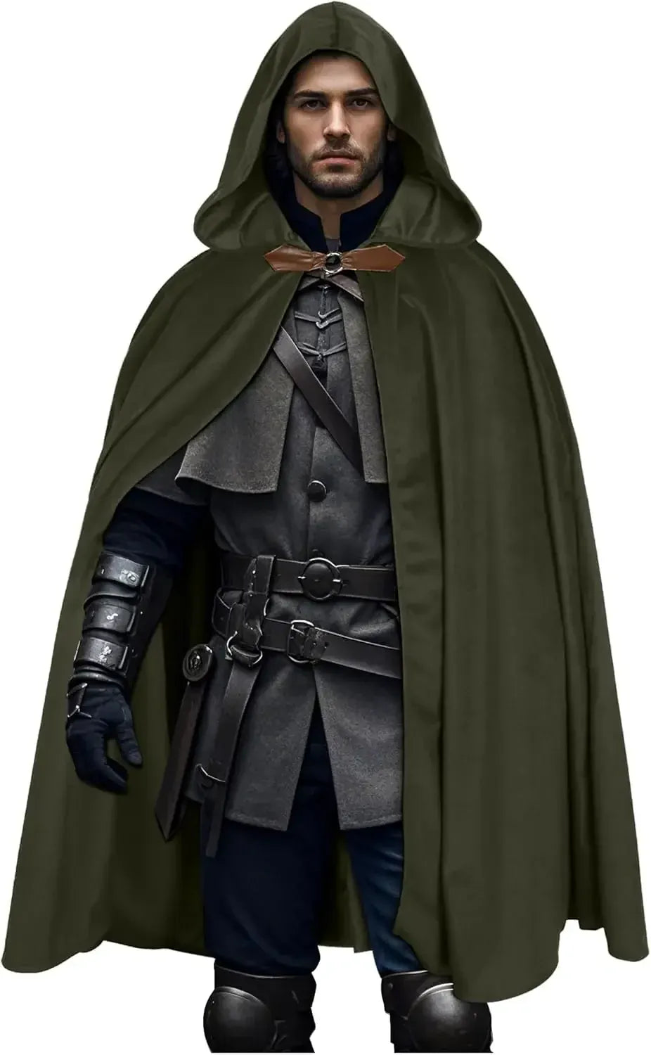 FashionMedieval Velvet Hooded Cloak - Renaissance Cape with Hood Vintage Capelet Halloween Sorcerer Costume