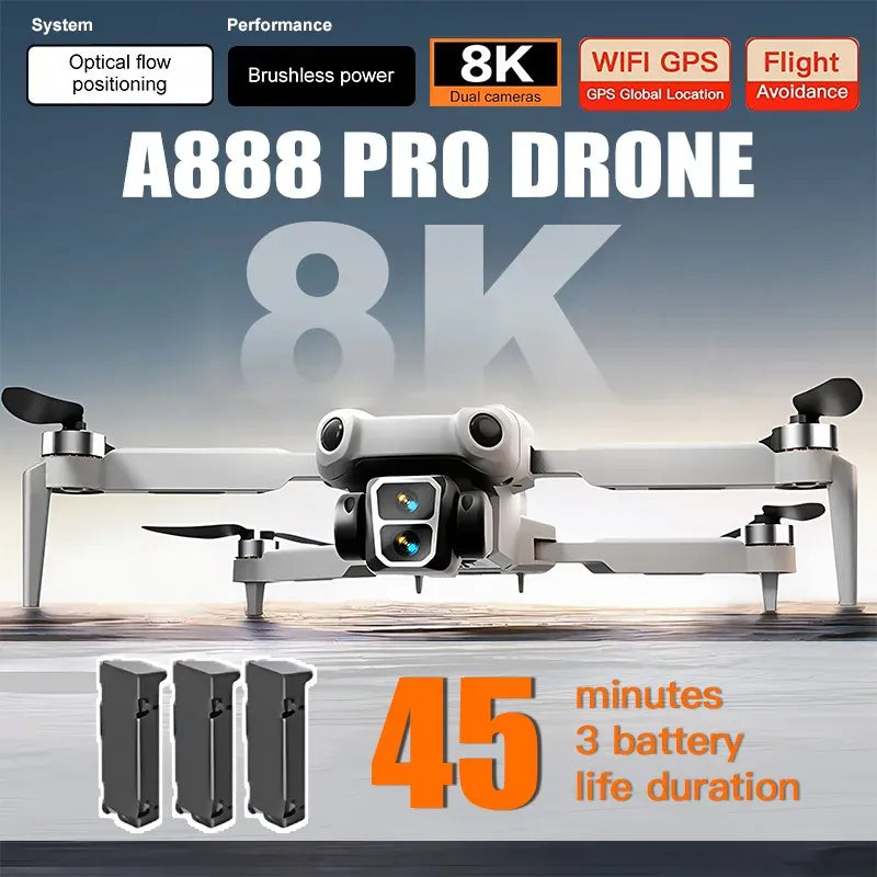 A888 Pro Drone – 4K/6K/8K Camera, Brushless Motor & Obstacle Avoidance | Wahooly A888 Pro Drone – 4K/6K/8K HD Camera, Brushless Motor & 3-Sided Obstacle Avoidance