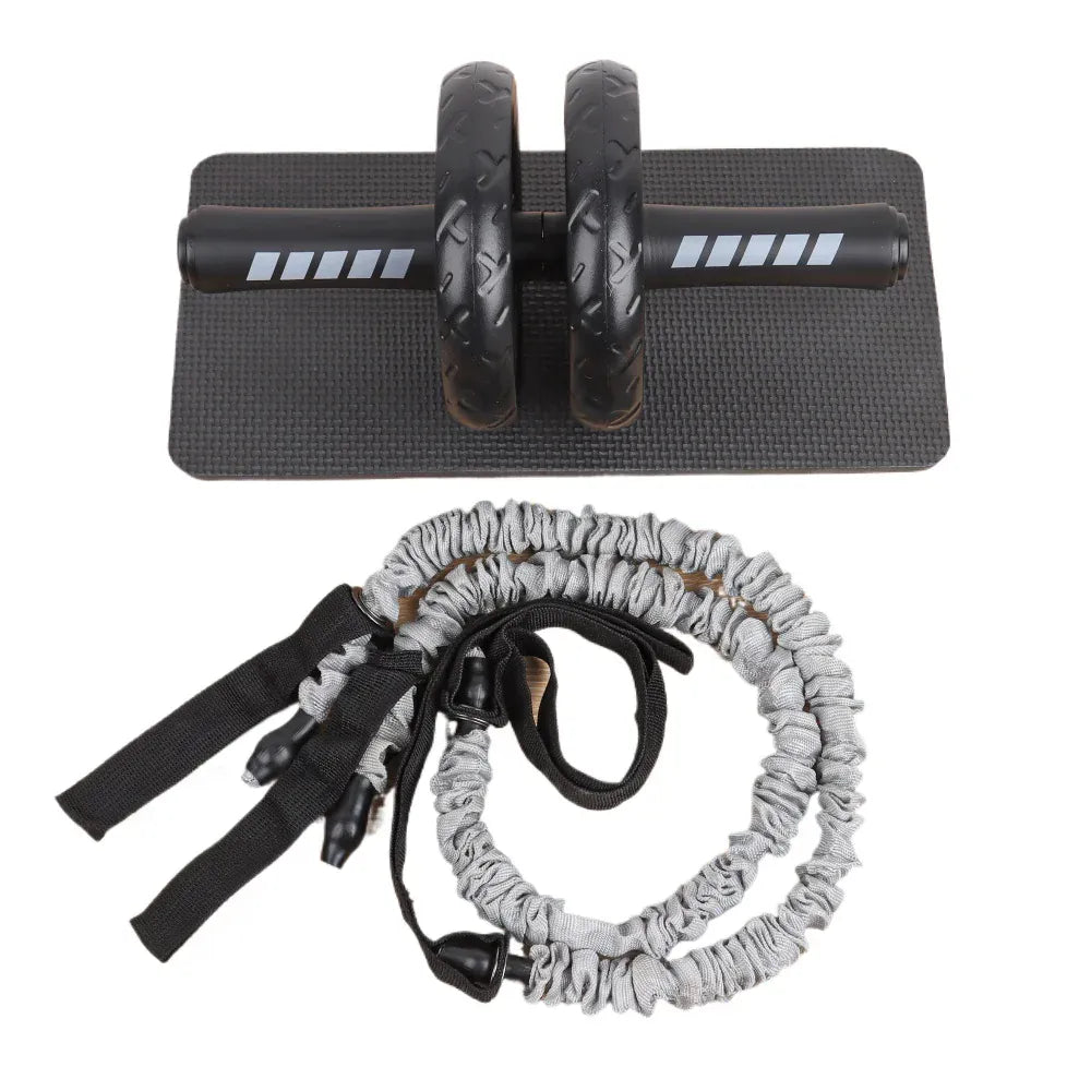 Ab Roller Trainer with Adjustable Latex Resistance Rope Ab Roller Trainer with Adjustable Latex Resistance Rope