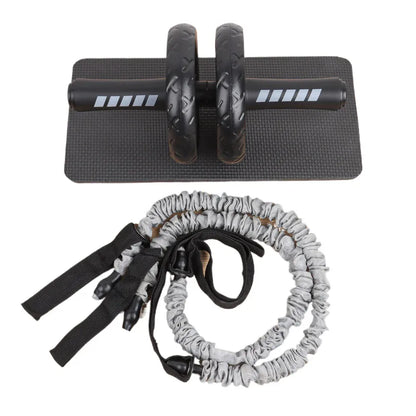 Ab Roller Trainer with Adjustable Latex Resistance Rope Ab Roller Trainer with Adjustable Latex Resistance Rope