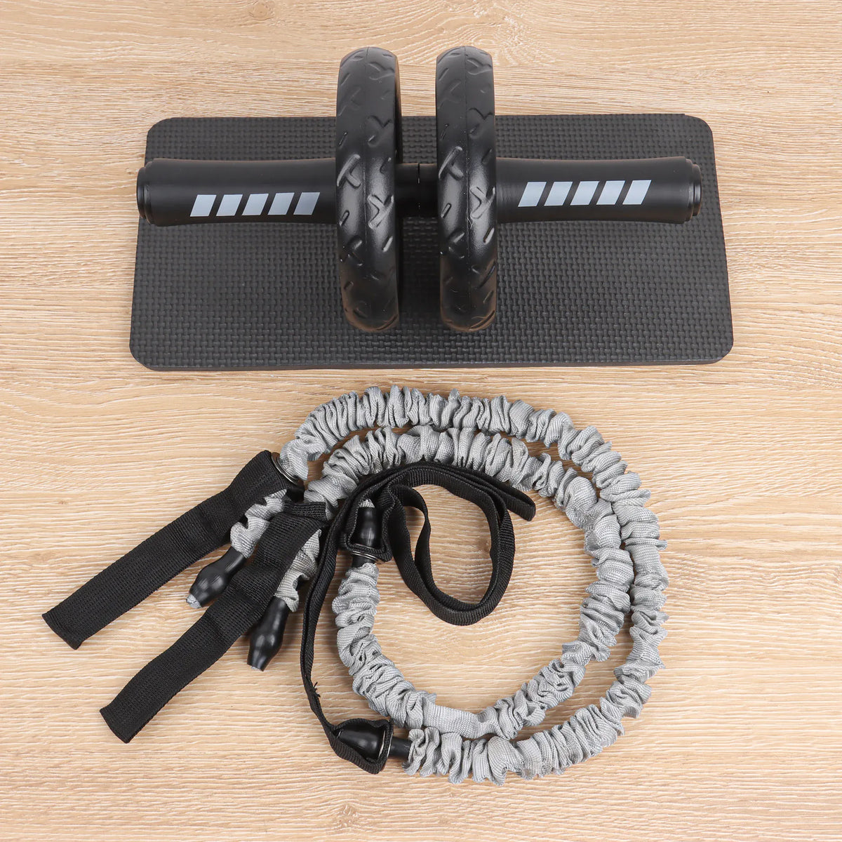 Ab Roller Trainer with Adjustable Latex Resistance Rope Ab Roller Trainer with Adjustable Latex Resistance Rope