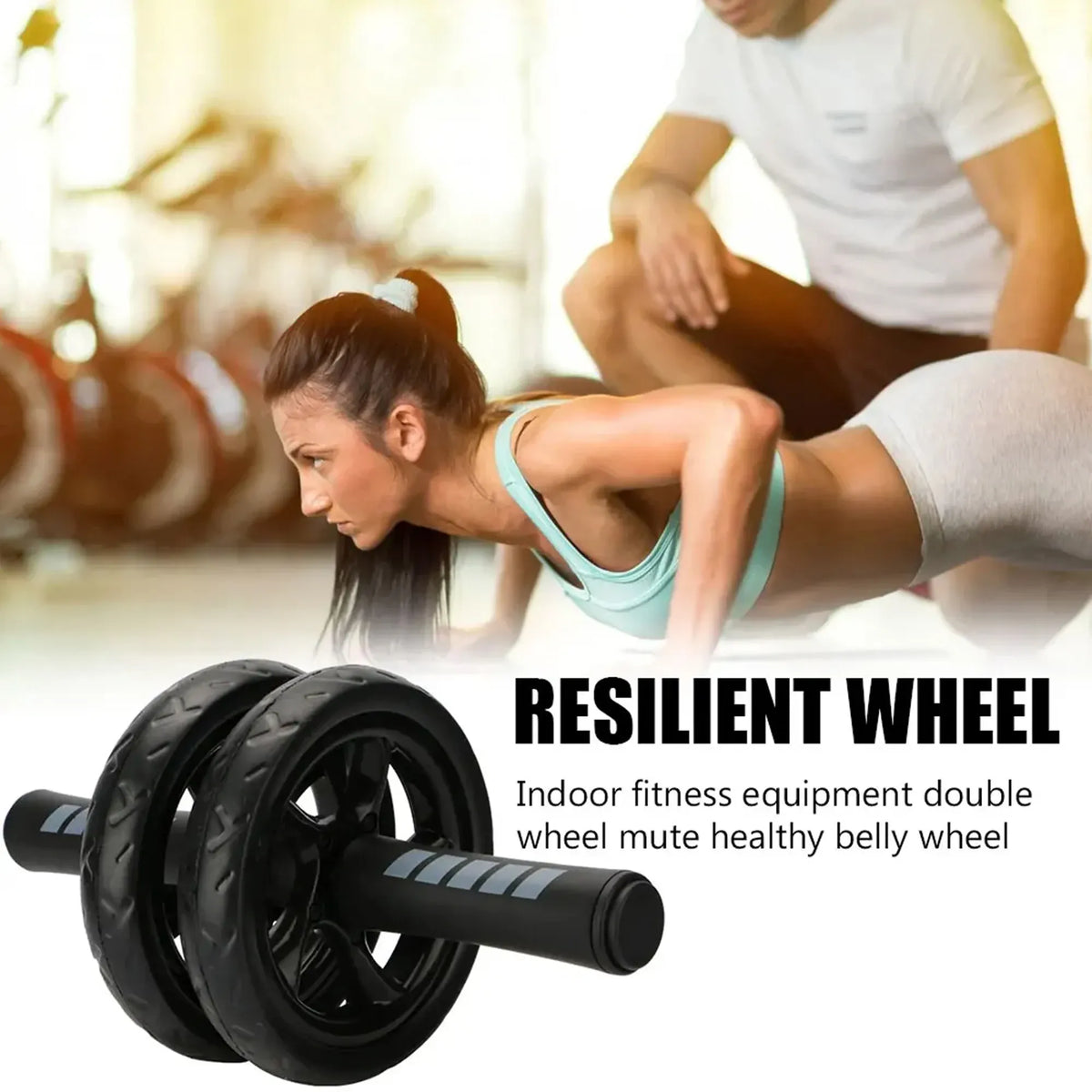 Ab Roller Trainer with Adjustable Latex Resistance Rope Ab Roller Trainer with Adjustable Latex Resistance Rope