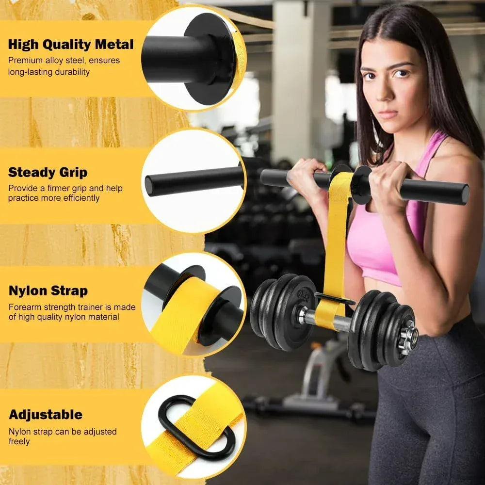 Adjustable Wrist Roller Forearm Strength Trainer Non-Slip Handle Grip Training | Wahooly Adjustable Wrist Roller Forearm Strength Trainer – Non-Slip Handle Belt for Upper Body & Grip Training