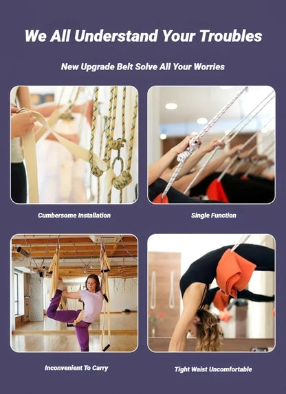 Aerial Yoga Strap Adjustable Door Mount Pull Rope Splits Stretching | Wahooly Aerial Yoga Strap – Adjustable Door-Mount Pull Rope for Yoga, Stretching & Splits Training