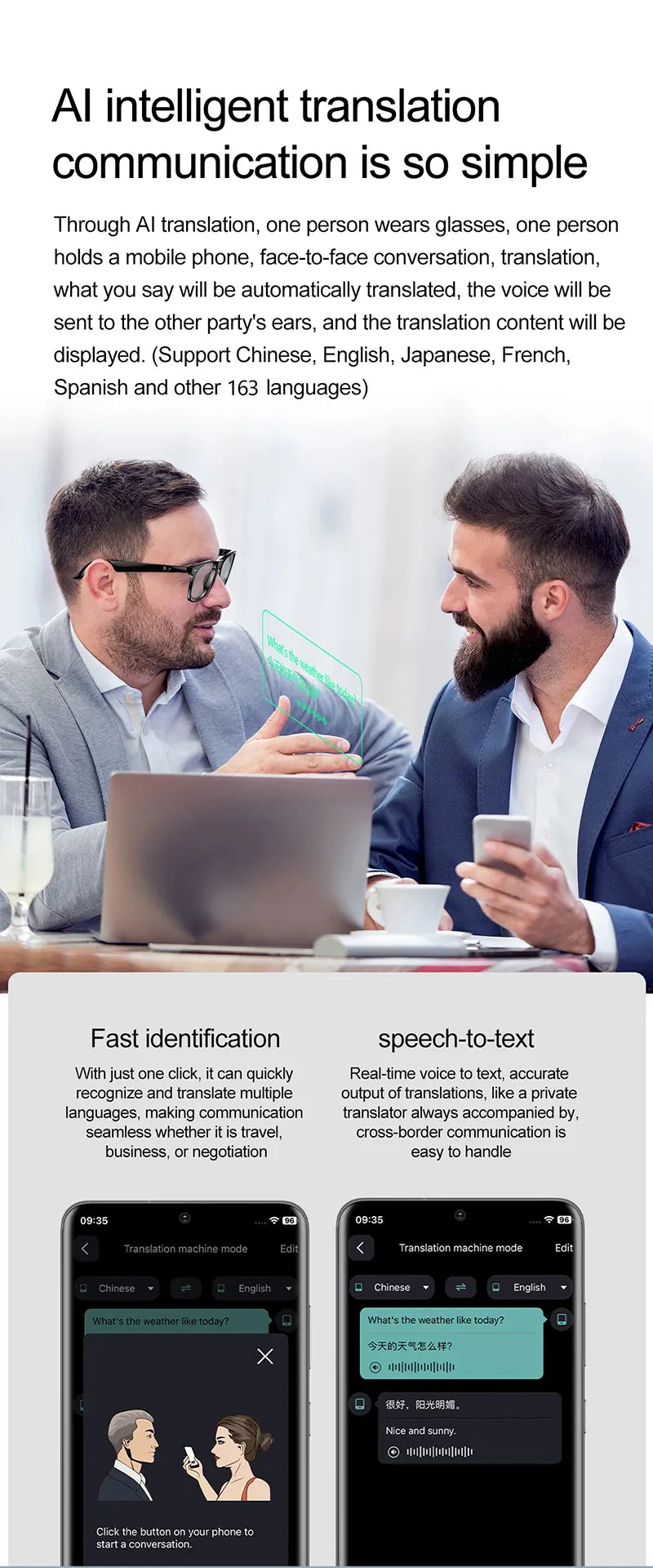 AI Smart Glasses – Real-Time Translation Smart Wearable Tech Eyewear AI Smart Glasses – Real-Time Translation & Smart Wearable Tech for Men & Women