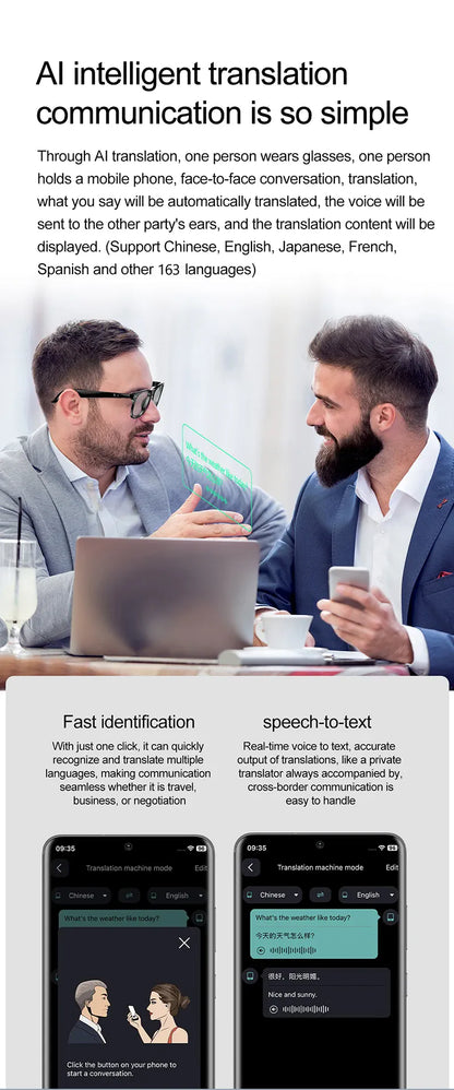 AI Smart Glasses – Real-Time Translation Smart Wearable Tech Eyewear AI Smart Glasses – Real-Time Translation & Smart Wearable Tech for Men & Women
