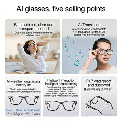 AI Smart Glasses – Real-Time Translation Smart Wearable Tech Eyewear AI Smart Glasses – Real-Time Translation & Smart Wearable Tech for Men & Women