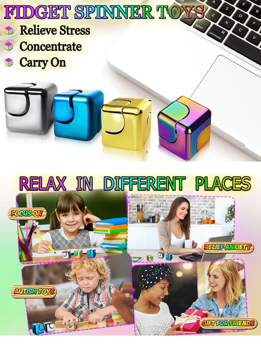 Alloy Cube Spinner Fingertip Gyroscope Fidget Anti Stress Toys Adult Office Home Travel Portable Stress Relief Toys Xmas Gifts Alloy Cube Spinner Fingertip Gyroscope Fidget Anti Stress Toys Adult Office Home Travel Portable Stress Relief Toys Xmas Gifts