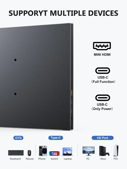 Amoudo 15.6 Inch Portable Monitor 1920x1080P  Extend Display IPS LCD Panel Penhole Stand VESA USBC Mini HDMI Mobile Display Amoudo 15.6 Inch Portable Monitor 1920x1080P  Extend Display IPS LCD Panel Penhole Stand VESA USBC Mini HDMI Mobile Display