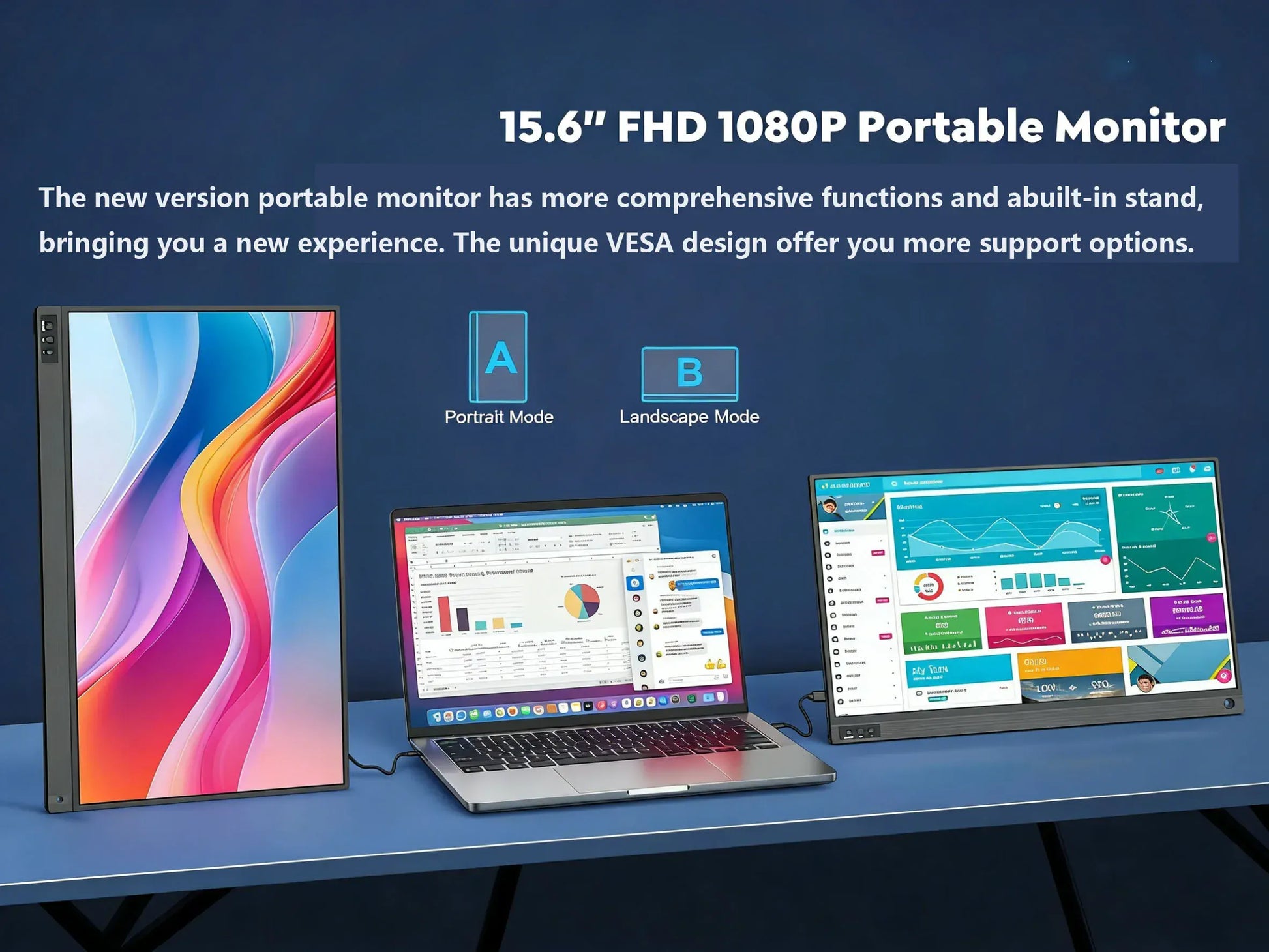 Amoudo 15.6 Inch Portable Monitor 1920x1080P  Extend Display IPS LCD Panel Penhole Stand VESA USBC Mini HDMI Mobile Display Amoudo 15.6 Inch Portable Monitor 1920x1080P  Extend Display IPS LCD Panel Penhole Stand VESA USBC Mini HDMI Mobile Display