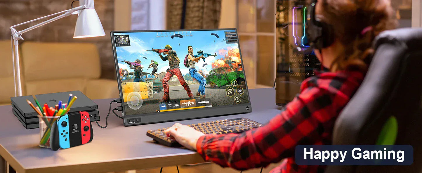 Amoudo 15.6 Inch Portable Monitor 1920x1080P  Extend Display IPS LCD Panel Penhole Stand VESA USBC Mini HDMI Mobile Display Amoudo 15.6 Inch Portable Monitor 1920x1080P  Extend Display IPS LCD Panel Penhole Stand VESA USBC Mini HDMI Mobile Display