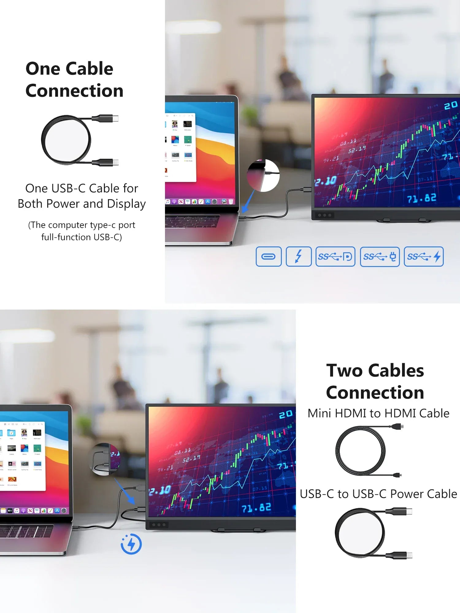 Amoudo 15.6 Inch Portable Monitor 1920x1080P  Extend Display IPS LCD Panel Penhole Stand VESA USBC Mini HDMI Mobile Display Amoudo 15.6 Inch Portable Monitor 1920x1080P  Extend Display IPS LCD Panel Penhole Stand VESA USBC Mini HDMI Mobile Display