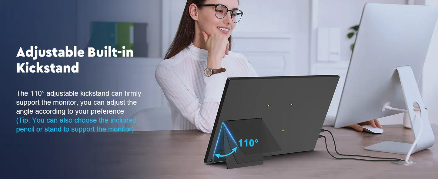 Amoudo 15.6 Inch Portable Monitor 1920x1080P  Extend Display IPS LCD Panel Penhole Stand VESA USBC Mini HDMI Mobile Display Amoudo 15.6 Inch Portable Monitor 1920x1080P  Extend Display IPS LCD Panel Penhole Stand VESA USBC Mini HDMI Mobile Display