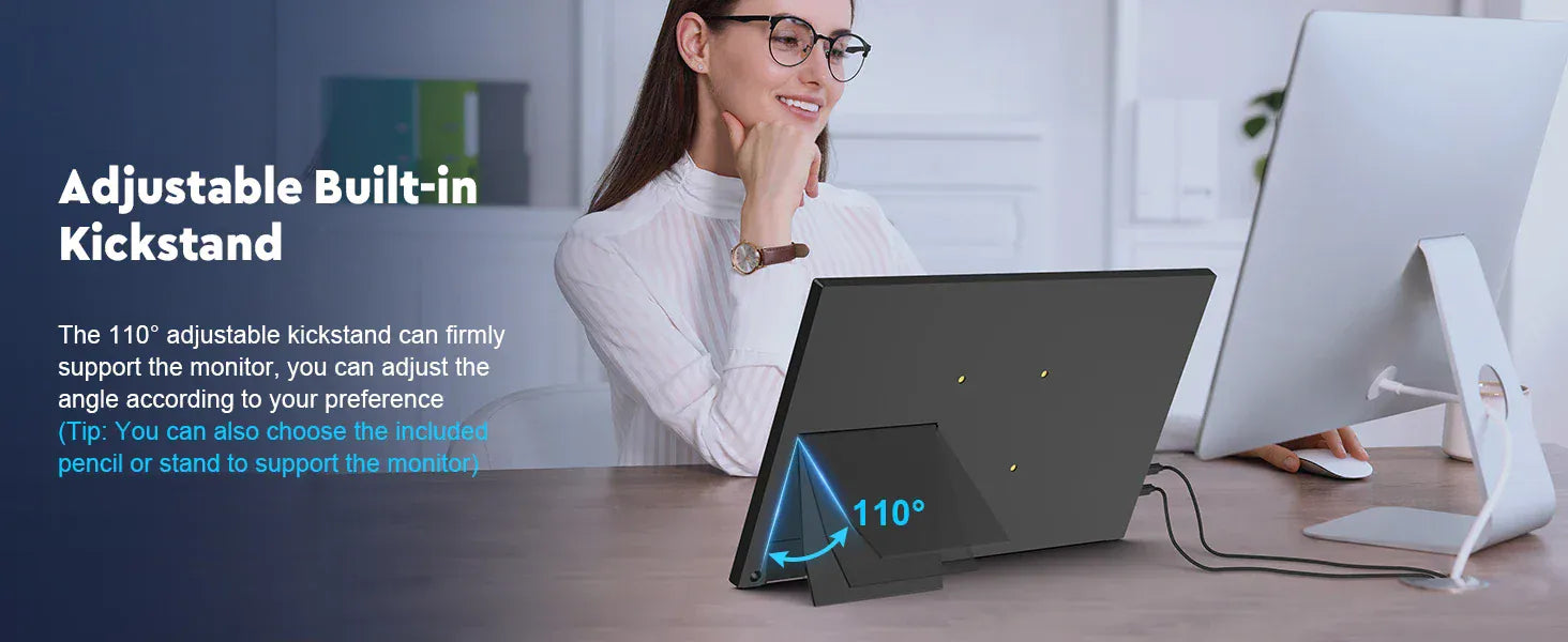 Amoudo 15.6 Inch Portable Monitor 1920x1080P  Extend Display IPS LCD Panel Penhole Stand VESA USBC Mini HDMI Mobile Display Amoudo 15.6 Inch Portable Monitor 1920x1080P  Extend Display IPS LCD Panel Penhole Stand VESA USBC Mini HDMI Mobile Display