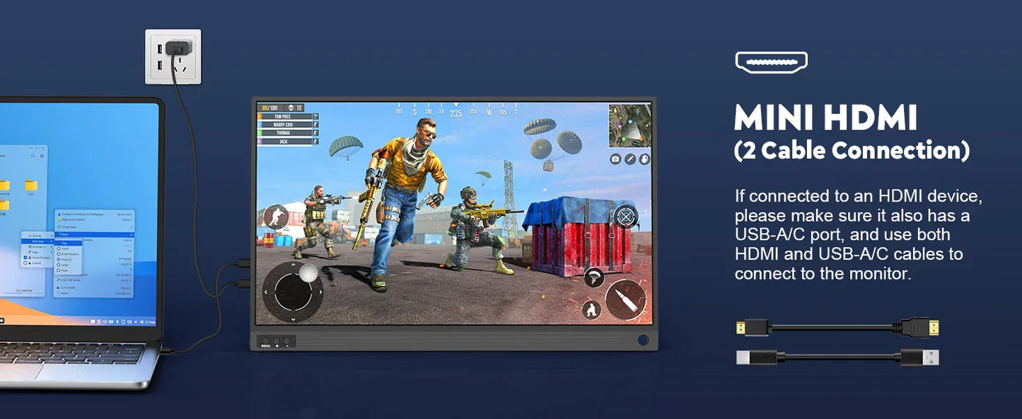 Amoudo 15.6 Inch Portable Monitor 1920x1080P  Extend Display IPS LCD Panel Penhole Stand VESA USBC Mini HDMI Mobile Display Amoudo 15.6 Inch Portable Monitor 1920x1080P  Extend Display IPS LCD Panel Penhole Stand VESA USBC Mini HDMI Mobile Display