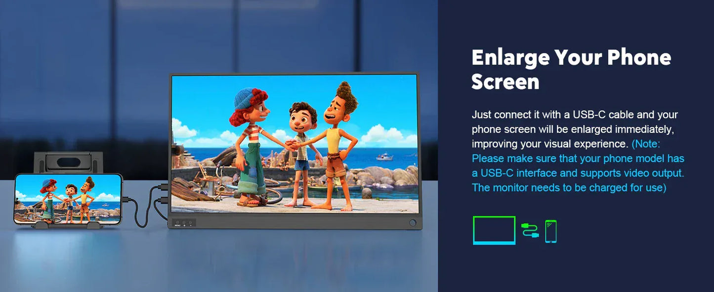 Amoudo 15.6 Inch Portable Monitor 1920x1080P  Extend Display IPS LCD Panel Penhole Stand VESA USBC Mini HDMI Mobile Display Amoudo 15.6 Inch Portable Monitor 1920x1080P  Extend Display IPS LCD Panel Penhole Stand VESA USBC Mini HDMI Mobile Display