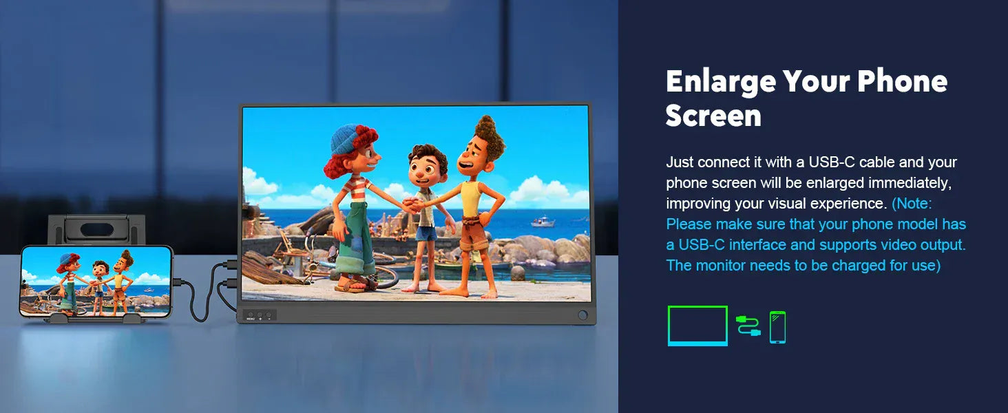Amoudo 15.6 Inch Portable Monitor 1920x1080P  Extend Display IPS LCD Panel Penhole Stand VESA USBC Mini HDMI Mobile Display Amoudo 15.6 Inch Portable Monitor 1920x1080P  Extend Display IPS LCD Panel Penhole Stand VESA USBC Mini HDMI Mobile Display