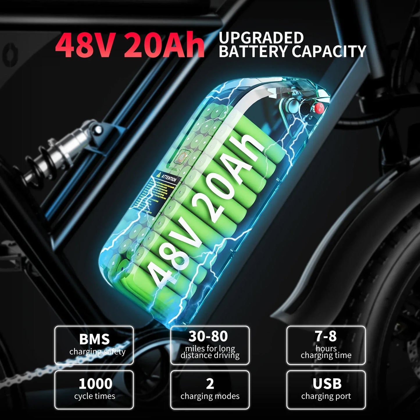 AMYET V9-G60 Adults Electric Bike 1000W Motor Bicycle 48V 20AH 20“ Tire Ebike Electric E Bikes Mountain Moped Ebikes For Men AMYET V9-G60 Adults Electric Bike 1000W Motor Bicycle 48V 20AH 20“ Tire Ebike Electric E Bikes Mountain Moped Ebikes For Men