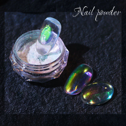 Aurora Chrome Nail Glitter Powder | Rainbow Mirror Laser Pigment for Nail Art Aurora Chrome Nail Glitter Powder — Rainbow Mirror & Laser Gel Pigment for Nail Art