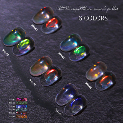 Aurora Chrome Nail Glitter Powder | Rainbow Mirror Laser Pigment for Nail Art Aurora Chrome Nail Glitter Powder — Rainbow Mirror & Laser Gel Pigment for Nail Art